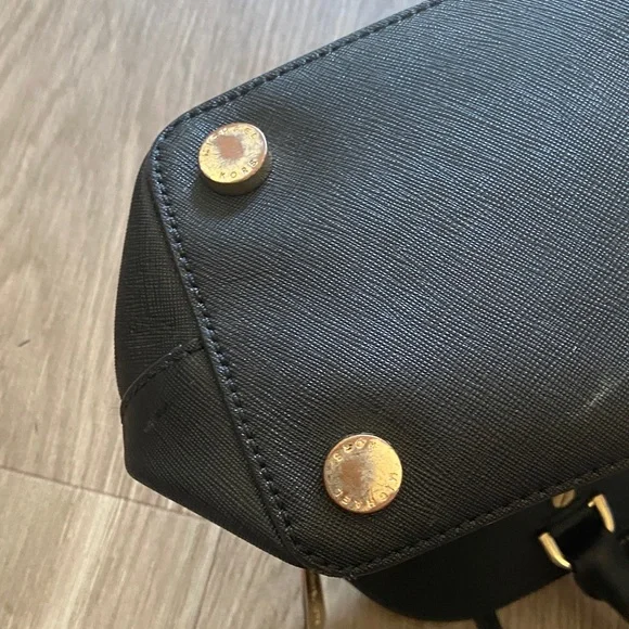 Michael Kors Black Saffiano Leather Satchel Bag Gold Hardware - Picture 5 of 16